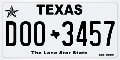 TX license plate DOO3457