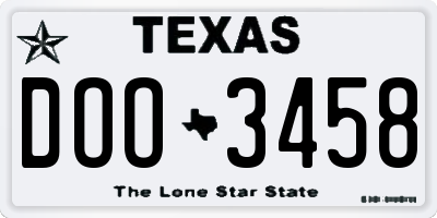 TX license plate DOO3458