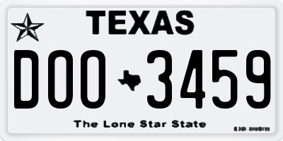 TX license plate DOO3459