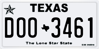 TX license plate DOO3461