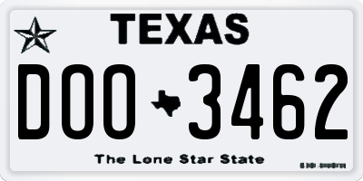 TX license plate DOO3462