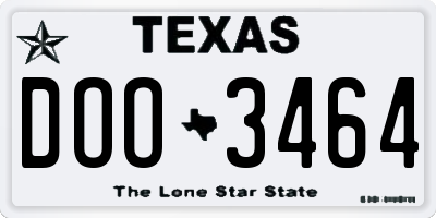 TX license plate DOO3464