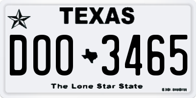 TX license plate DOO3465