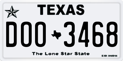 TX license plate DOO3468