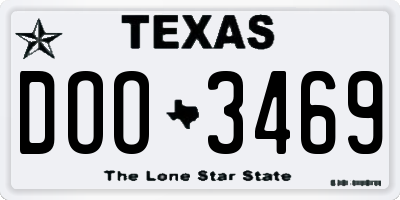 TX license plate DOO3469