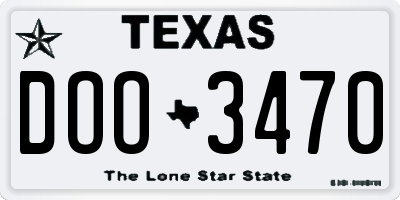 TX license plate DOO3470