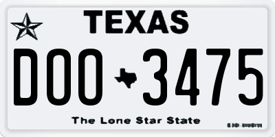 TX license plate DOO3475