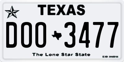 TX license plate DOO3477