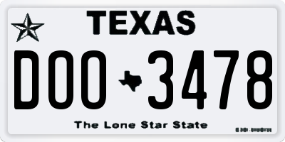 TX license plate DOO3478