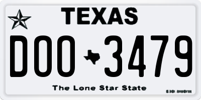 TX license plate DOO3479