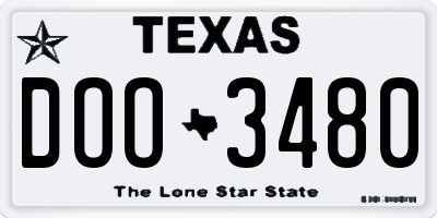 TX license plate DOO3480