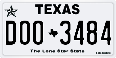 TX license plate DOO3484