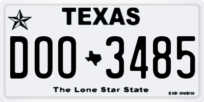 TX license plate DOO3485