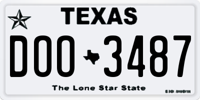 TX license plate DOO3487
