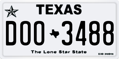 TX license plate DOO3488