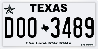 TX license plate DOO3489