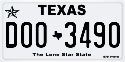 TX license plate DOO3490