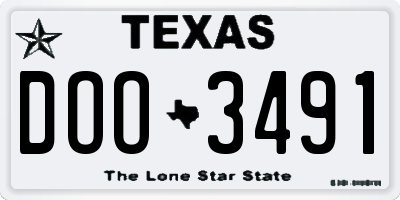TX license plate DOO3491