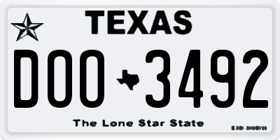 TX license plate DOO3492