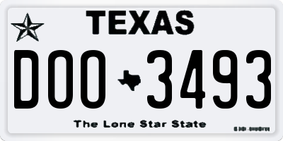 TX license plate DOO3493