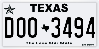 TX license plate DOO3494