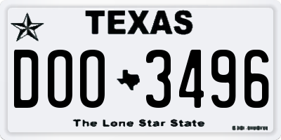 TX license plate DOO3496