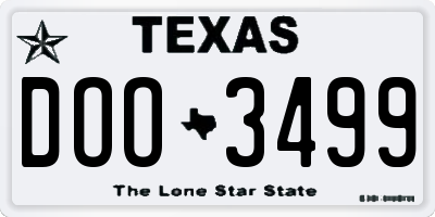 TX license plate DOO3499