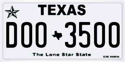 TX license plate DOO3500