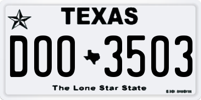 TX license plate DOO3503