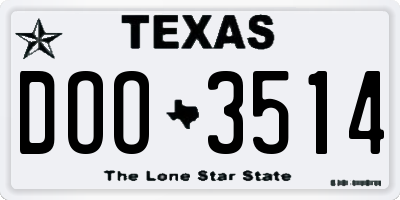 TX license plate DOO3514