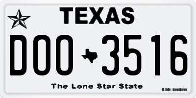 TX license plate DOO3516