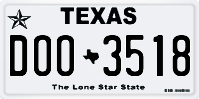 TX license plate DOO3518