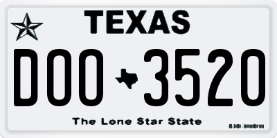 TX license plate DOO3520