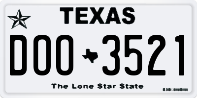TX license plate DOO3521
