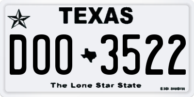 TX license plate DOO3522