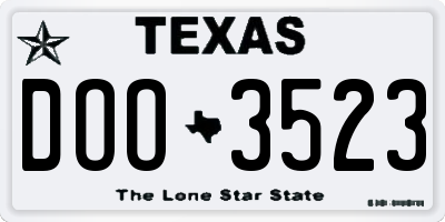 TX license plate DOO3523