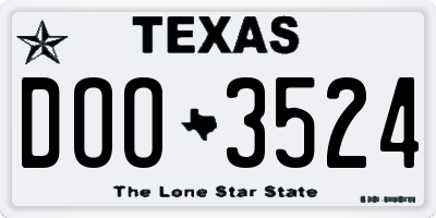 TX license plate DOO3524