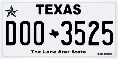 TX license plate DOO3525