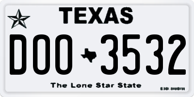 TX license plate DOO3532