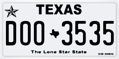 TX license plate DOO3535