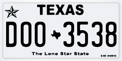 TX license plate DOO3538