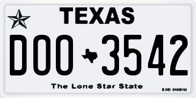 TX license plate DOO3542