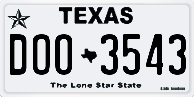 TX license plate DOO3543