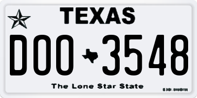 TX license plate DOO3548