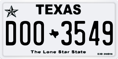 TX license plate DOO3549
