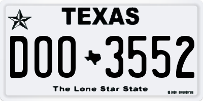 TX license plate DOO3552