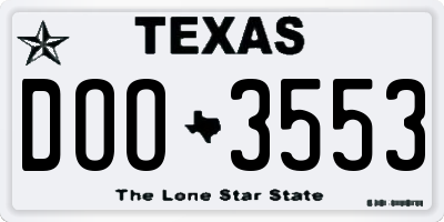 TX license plate DOO3553