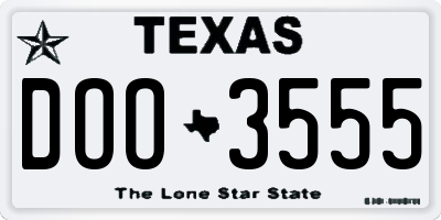 TX license plate DOO3555