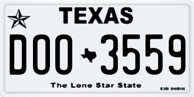 TX license plate DOO3559