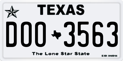 TX license plate DOO3563